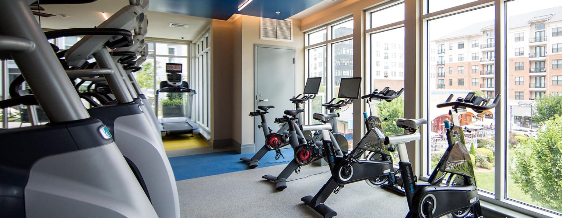 The Park Central's fitness center showcasing cardio equipment, treadmills and other workout essentials 
