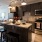 kitchen with an island and easy access to the living room amidst large, open areas