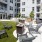 courtyard dining area on turf lawn with ample space