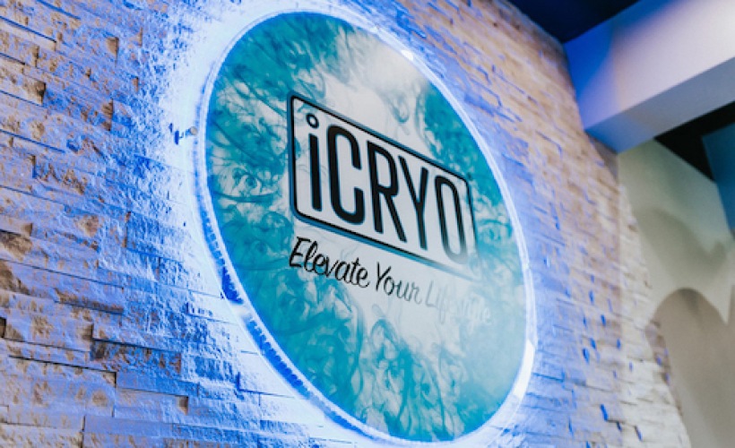 image of iCRYO's sign on a brick wall